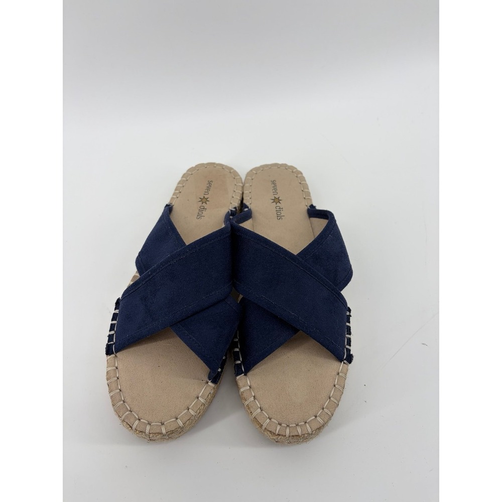 Seven Dials "Weekender" Espadrille Slide On Sandals, Navy Suede, Woman Size 8.5